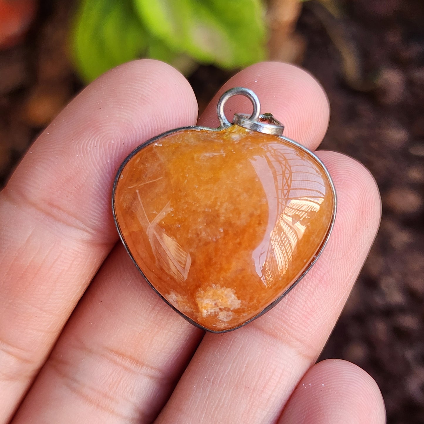 Orange Aventurine Puffy Heart Pendant