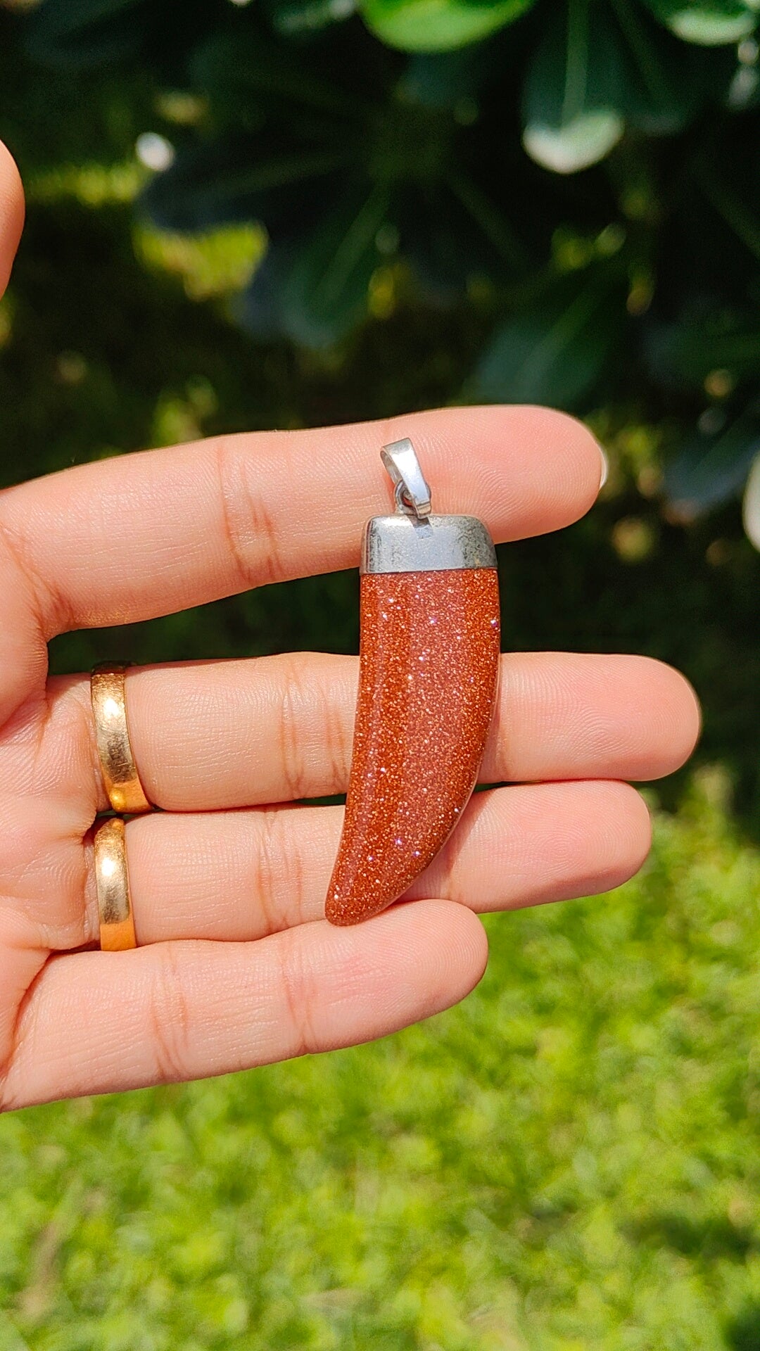 Goldstone Tusk Pendant